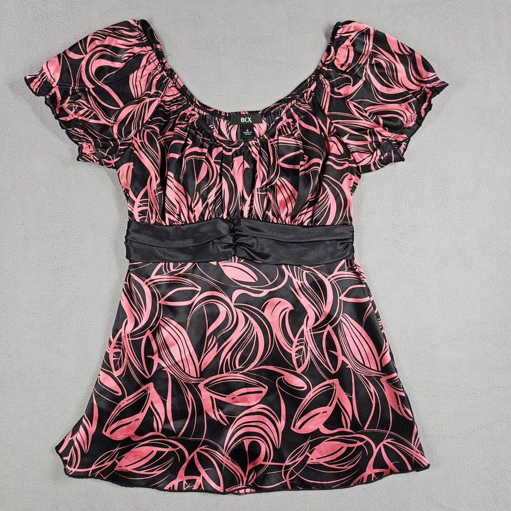 Y2K BCX Babydoll Top Womens S Satin Tie Back Dark Fairy Whimsigoth Romantic
